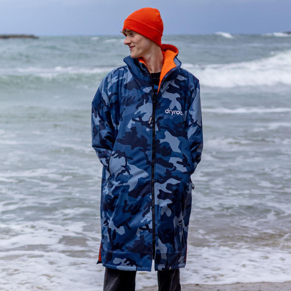 dryrobe Advance Long Sleeve Changing Robe - Blue Camo / Orange Extra Image 7